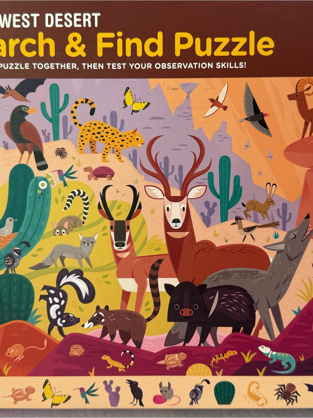 MUDPUPPY SOUTHWEST DESERT ANIMALS 64 PIECE PUZZLE, New, search and find animals